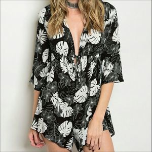 🌞👚 Romper Leaves and Floral pattern